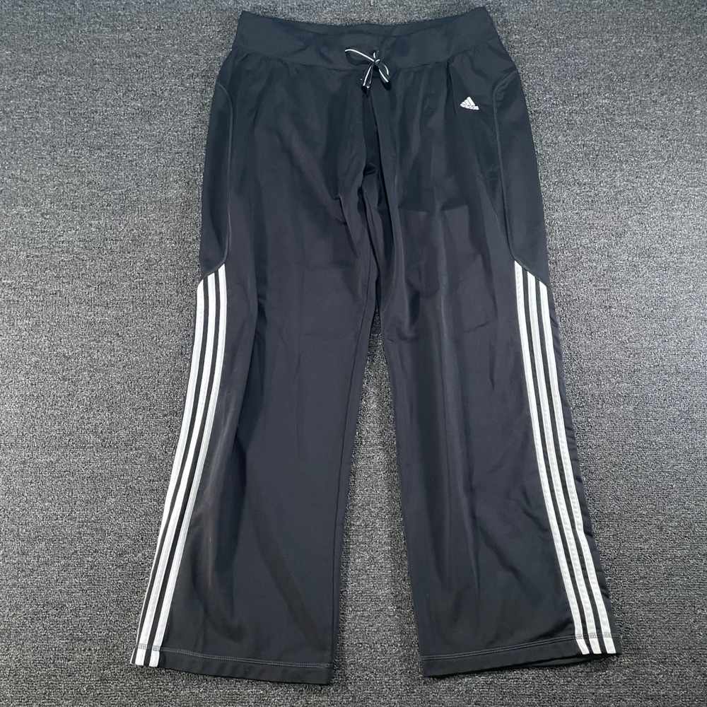 Adidas Track Pants Women XL Black Good 3-Stripe Drawstring Relaxed P57826